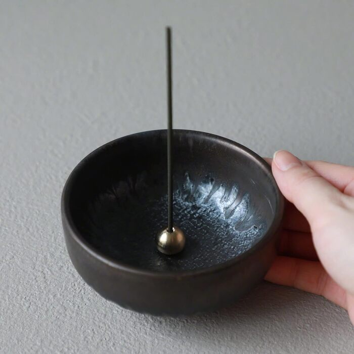 Японська підставка для пахощів Asayu Japan Zen, кераміка, 10 см, знімний латунний тримач, для йоги, медитації та релаксації
