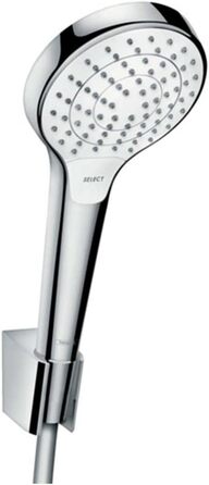 Душова лійка hansgrohe Croma Select S з тримачем, 3 режими, біла/хром, комплект зі шлангом 1,6 м
