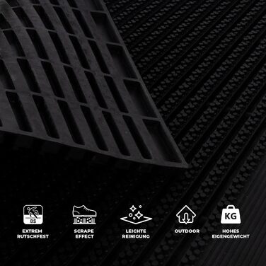 Гумовий килимок для взуття Floordirekt 60x90 см – грязезахисний вуличний та внутрішній килимок для дверей
