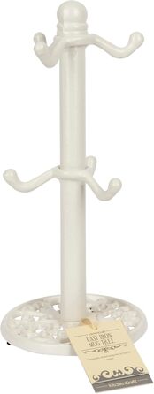 Підставка для чашок KitchenCraft, чавунна, біла, на 6 чашок, 30x13x13 см