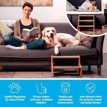 Сходи для собак і котів AMAZINGs, 3 ступені, 40 см, для малих, середніх і великих порід, ортопедичні, для дивану та ліжка