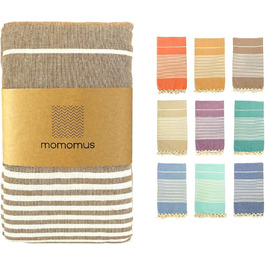 Великий пляжний рушник MOMOMUS Fouta XXL 200x200 см з бавовни з китицями