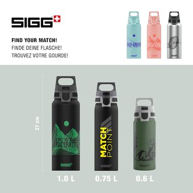 SIGG Алюмінієва пляшка для води WMB ONE 0,75/1 л, для газованої води, герметична, легка, BPA-free, для тенісу та спорту, Швейцарія