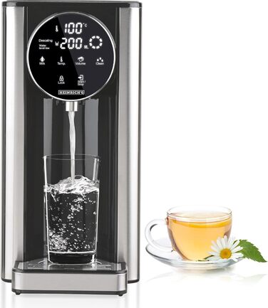 Диспенсер гарячої води Heinrich's з регулюванням температури 40°-100°C, для приготування дитячого харчування, вибір об'єму 100–400 мл, сенсорний дисплей, з фільтром і функцією очищення, 2.7 л