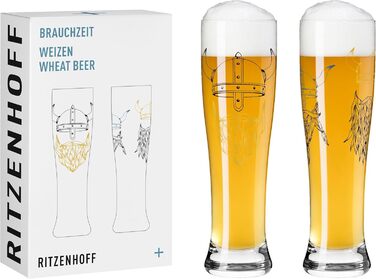 Пивний келих RITZENHOFF Brauchzeit 500 мл, 2 шт, Вікінги, золото, Німеччина
