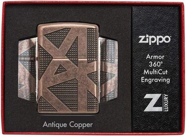 Запальничка Zippo Armor антикварна мідь, геометричний дизайн, 360°, універсальна