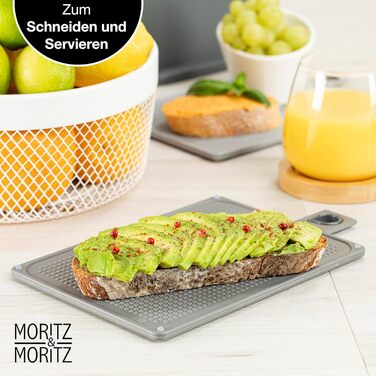 Набір кухонних дощок Moritz & Moritz 4 шт. 20,5×14,5 см, нековзні, з ручками для безпечного нарізання продуктів