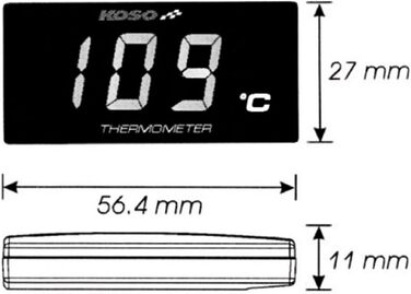 KOSO BA024B10 Супер тонкий електронний термометр для мотоцикла