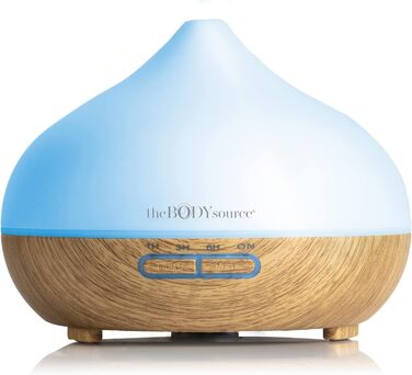 Аромадифузор ультразвуковий The Body Source 300 мл з LED-підсвіткою 7 кольорів, таймером і зволожувачем повітря, електрична лампа для ефірних олій для дому, офісу, спа