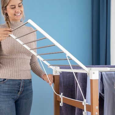 Сушарка для білизни InnovaGoods, металева, розкладна, 3 рівні висоти, 11 перекладин, водостійка, легка, монтаж без інструментів, розмір A, біла