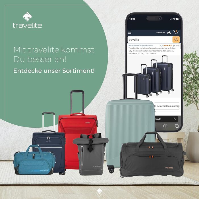Дорожній валізний чемодан Travelite City 55 см, 40-45 л, жорсткий корпус, 4 колеса, для ручної поклажі, з розширенням і функцією насадки, червоний, захист від подряпин