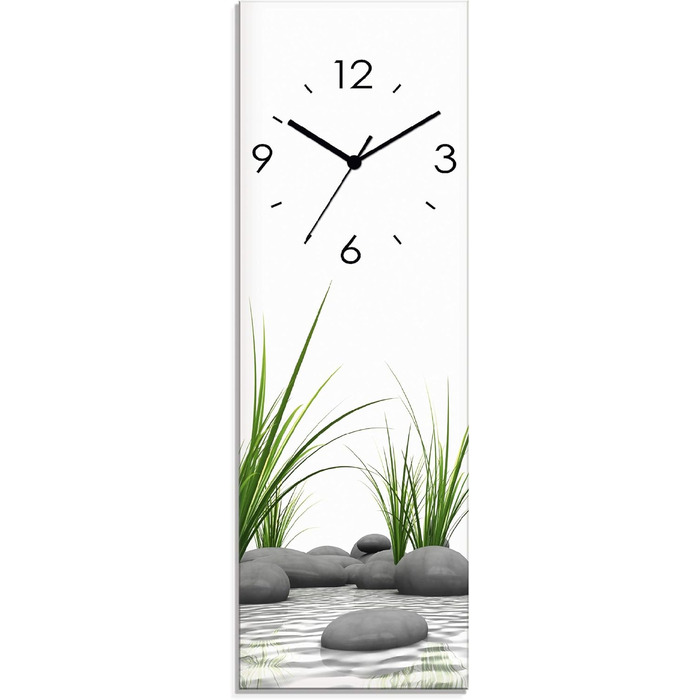 Скляний настінний годинник ARTLAND 20x60 см, безшумний, сучасний дизайн Zen Spa, прямокутний, азійський стиль, для декору стін