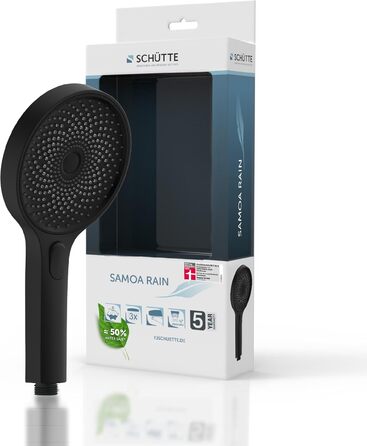 Душова лійка SCHÜTTE SAMOA RAIN, 3 режими, 300 форсунок, антикальк, м'який струмінь, біла/чорна