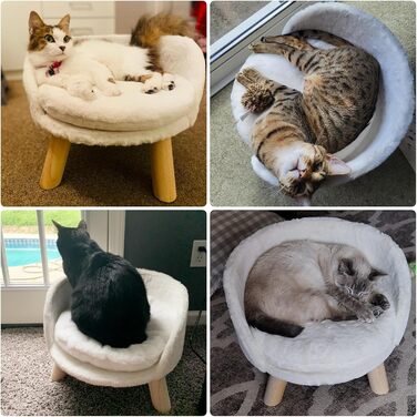 Розкішний диван для котів Katzensofa, велике котяче крісло з подушкою, підняте ліжко для котів і малих собак, 40 см, бежевий