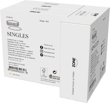 Силіконові підставки під склянки Zone Denmark Singles, набір 6 шт з тримачем, Ø10 см, колір зелений