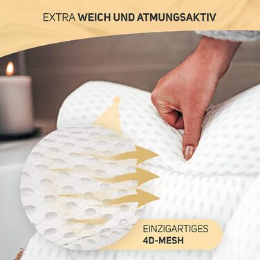 Vybelle Подушка для ванни з дихаючої 4D Air Mesh, ергономічна, для підтримки шиї та спини, з сумкою, розроблена в Німеччині