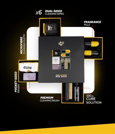 Набір для чищення кросівок Crep Protect Box-Pack преміум: 6 серветок, 2 капсули, гумка, розчин 100 мл, мікрофібра, щітка