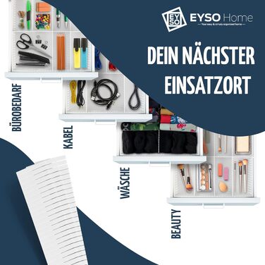Органайзер для шухляд EYSO Home, набір роздільників 33x7 см з конекторами, регульований пластиковий роздільник для ящиків, система зберігання