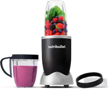 Блендер Nutribullet Original 600 Вт, електричний міксер для смузі, подрібнювач, 2 чаші 700/500 мл, чорний, NB606B