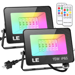 LED прожектор Lepro 50 Вт RGB з RF-пультом, набір 2 шт, водонепроникний IP65, з функцією пам’яті, диміруванням, кольорова зовнішня лампа для саду, вечірок, готелів