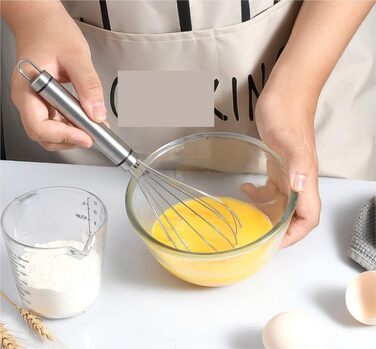 Міксер ручний для яєць GOOPEEG, 8 дюймів, багатофункціональний вінчик з нержавіючої сталі для збивання яєць, тіста та спецій, кухонний інвентар для випічки