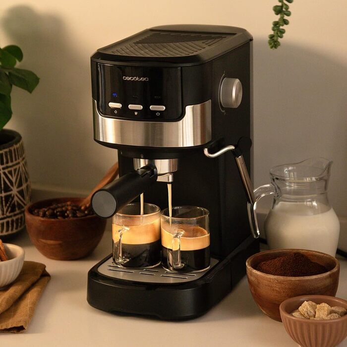 Кавоварка Cecotec Compacta Power Espresso 20 Pecan, 1100 Вт, 20 бар, термоблок, парова насадка, подвійний фільтр, 1,25 л