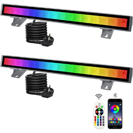 RGB LED прожектор 48Вт, настінний світильник-бар, IP66, водонепроникний, керування через пульт і додаток, для вулиці та приміщень, підсвічування дерев, вечірок, саду
