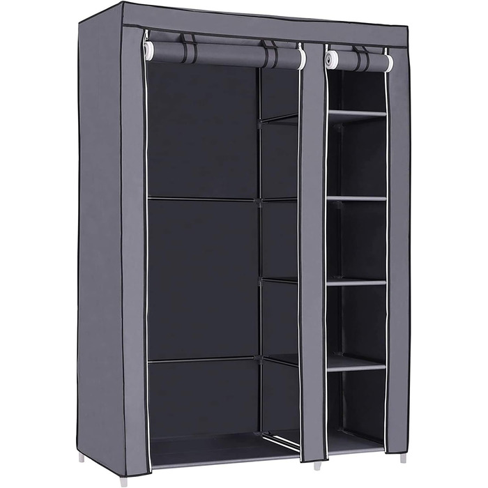Тканинна шафа SONGMICS XL, складана, для одягу, з поперечиною, 110x175x45 см, сіра