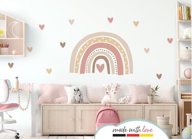 Настінний стікер Little Deco Веселка Boho з серцями для дитячої кімнати, вінілова наклейка, декор для дитячої та дитячої кімнати, XL 231x152 см