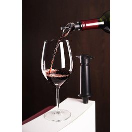 Вакуумна помпа для вина Vacu Vin з дозатором і кришкою, пластик, чорна, 5x8,3x22 см
