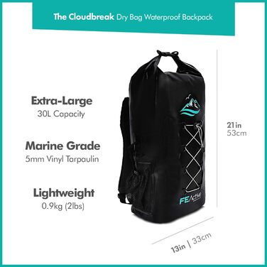 Водонепроникний рюкзак FE Active 30 л для водних та outdoor активностей з м'якими лямками та зовнішніми сітками