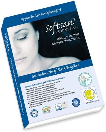 Чохол для матраца Softsan Protect Plus 90x200x25 см, проти пилових кліщів, алергічний захист, білий