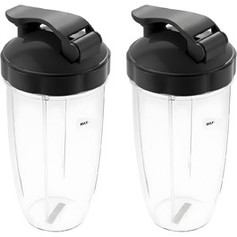 Комплект з 2 змінних чаш для блендера Nutribullet 32oz (940 мл) з кришками, сумісні з Nutribullet 600W/900W