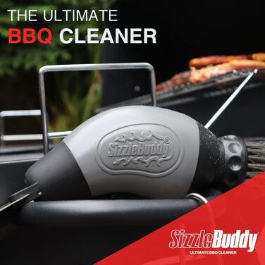 Щітка для чищення гриля Sizzle Buddy з нержавіючої сталі з шкребком, безпечна та жаростійка, не дряпає, для видалення жиру та залишків їжі
