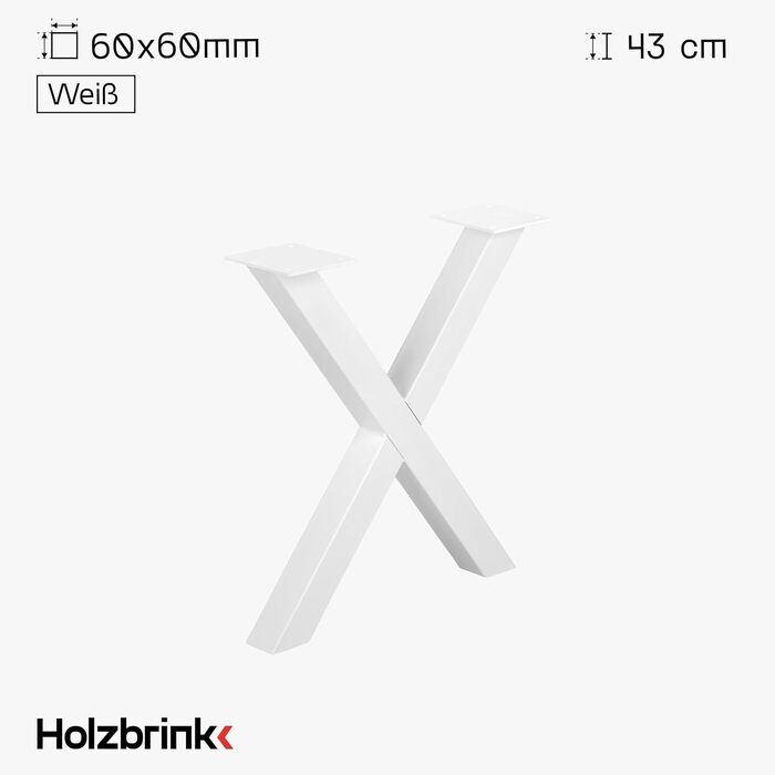 Ніжка столу металева HOLZBRINK біла Х-Shape 40x43 см